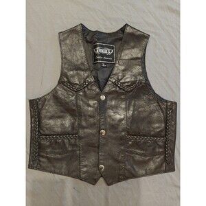 Kids Leather Biker Motorcycle Vest Size Large Unik Apparel